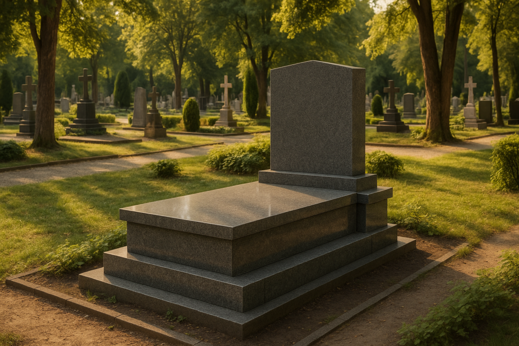 Granitowy grobowiec rodzinny na cmentarzu w Otwocku